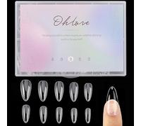 Almond Shaped Nail Tips 500Pcs Clear Acrylic Medium Nails Full Cover with Case for DIY Nail Art, 10 Sizes