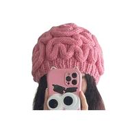 AlmondJoy Brain Beanie Hat Gothic Punk Knit Cute Beanie Alt Y2K Accessories Punk Knitted Headwear Christmas Halloween, Pink, M