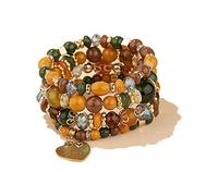 Almondle Stackable Bracelets for Women Multilayer Beaded Bracelets Stretch Bangles Bohemian Style Multicolor Tassel Strand Bracelets Stretch Jewelry for Women