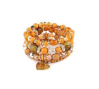Almondle Stackable Bracelets for Women Multilayer Beaded Bracelets Stretch Bangles Bohemian Style Multicolor Tassel Strand Bracelets Stretch Jewelry for Women