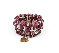 Almondle Stackable Bracelets for Women Multilayer Beaded Bracelets Stretch Bangles Bohemian Style Multicolor Tassel Strand Bracelets Stretch Jewelry for Women