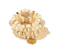 Almondle Stackable Bracelets for Women Multilayer Beaded Bracelets Stretch Bangles Bohemian Style Multicolor Tassel Strand Bracelets Stretch Jewelry for Women