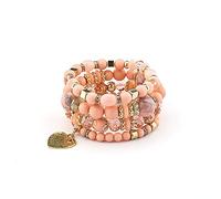 Almondle Stackable Bracelets for Women Multilayer Beaded Bracelets Stretch Bangles Bohemian Style Multicolor Tassel Strand Bracelets Stretch Jewelry for Women