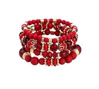 Almondle Stackable Bracelets for Women Multilayer Beaded Bracelets Stretch Bangles Bohemian Style Multicolor Tassel Strand Bracelets Stretch Jewelry for Women