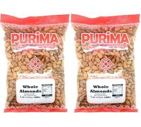Almonds 1kg - 100% Raw Whole Almond 1 kg Bag - USA American Californian - Unpasteurised Kernels Nut - Protein & Fibre for Keto & Paleo - Non GMO & Vegan (Packaging May Vary) PURIMA (Pack of 2)