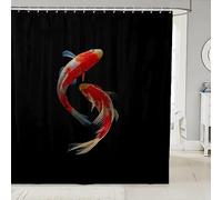 ALMONO 3D Japanese Carp Shower Curtain 120x180 cm, Koi Carp Print Anti Mould Shower Curtains Bath Curtain Waterproof Polyester Fabric Decorative Bathroom Curtains with Hooks