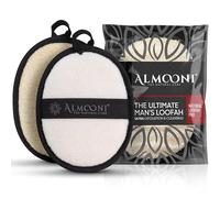 Almooni Natural Loofah Exfoliating Body Scrubber for Men, Made with Natural Egyptian Shower Loofah Sponge, Bath Shower Loofah Sponge for Men - 2 Count (1 Pack) - Black