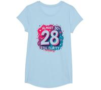 Almost 30, Still Flirty 28th Birthday Gift T-Shirt, Girls, Baby Blue, Small