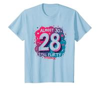 Almost 30, Still Flirty 28th Birthday Gift T-Shirt, Kids, Baby Blue, 4 Years