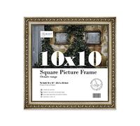 Almost Frameless 10x10 Champaign Ornate Picture Frame 10"x10"(25.4x25.4cm) Poster, Photo, Artwork, or Print. Opulent Style Portrait and Landscape Display with Wall Hooks