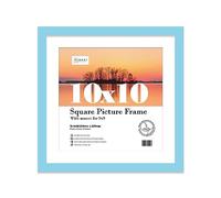 Almost Frameless 10x10 Picture Frame, Display Pictures 9x9 With Mat or 10x10 Without Mat, Wall Hanging & Free Standing Photo Frame, Light Blue, 1 Pack