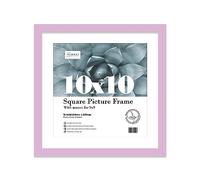 Almost Frameless 10x10 Picture Frame, Display Pictures 9x9 With Mat or 10x10 Without Mat, Wall Hanging & Free Standing Photo Frame, Lilac, 1 Pack
