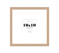 Almost Frameless 10x10 Square Picture Frame, Display Pictures 7x7 With Mat or 10x10 Without Mat, Wall Hanging & Free Standing Photo Frame, Oak, 1 Pack