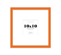 Almost Frameless 10x10 Square Picture Frame, Display Pictures 7x7 With Mat or 10x10 Without Mat, Wall Hanging & Free Standing Photo Frame, Orange, 1 Pack