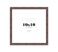 Almost Frameless 10x10 Square Picture Frame, Display Pictures 7x7 With Mat or 10x10 Without Mat, Wall Hanging & Free Standing Photo Frame, Walnut, 1 Pack
