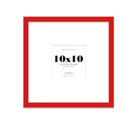 Almost Frameless 10x10 Square Picture Frame, Display Pictures 7x7 With Mat or 10x10 Without Mat, Wall Hanging & Free Standing Photo Frame, Red, 1 Pack