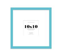 Almost Frameless 10x10 Square Picture Frame, Display Pictures 7x7 With Mat or 10x10 Without Mat, Wall Hanging & Free Standing Photo Frame, Turquoise, 1 Pack