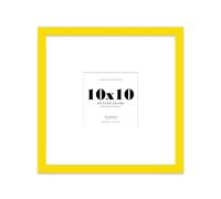 Almost Frameless 10x10 Square Picture Frame, Display Pictures 7x7 With Mat or 10x10 Without Mat, Wall Hanging & Free Standing Photo Frame, Yellow, 1 Pack