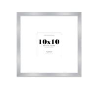 Almost Frameless 10x10 Square Picture Frame, Display Pictures 7x7 With Mat or 10x10 Without Mat, Wall Hanging & Free Standing Photo Frame, Silver, 1 Pack