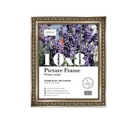 Almost Frameless 10x8 Gunmetal Ornate Picture Frame 10"x8"(25.4x20.3cm) Poster, Photo, Artwork, or Print. Antique Style Portrait and Landscape Display with Wall Hooks