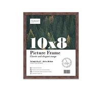 Almost Frameless 10x8 Walnut Picture Frame 10"x8"(25.4x20.3cm) Poster, Photo, Artwork, or Print. Thin Edge Slim Frame Portrait and Landscape Display with Wall Hooks