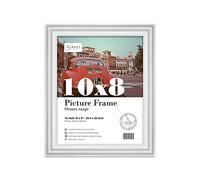 Almost Frameless 10x8 White Ornate Picture Frame 10"x8"(25.4x20.3cm) Poster, Photo, Artwork, or Print. Elegant Style Portrait and Landscape Display with Wall Hooks