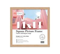 Almost Frameless 11x11 Oak Picture Frame 11"x11"(27.9x27.9cm) Poster, Photo, Artwork, or Print. Thin Edge Slim Frame Portrait and Landscape Display with Wall Hooks