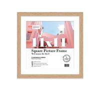 Almost Frameless 11x11 Picture Frame, Display Pictures 10x10 With Mat or 11x11 Without Mat, Wall Hanging Photo Frame, Oak, 1 Pack