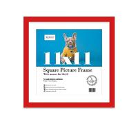 Almost Frameless 11x11 Picture Frame, Display Pictures 10x10 With Mat or 11x11 Without Mat, Wall Hanging Photo Frame, Red, 1 Pack