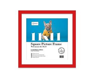 Almost Frameless 11x11 Picture Frame, Display Pictures 10x10 With Mat or 11x11 Without Mat, Wall Hanging Photo Frame, Red, 1 Pack