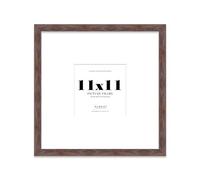 Almost Frameless 11x11 Square Picture Frame, Display Pictures 8x8 With Mat or 11x11 Without Mat, Wall Hanging & Free Standing Photo Frame, Walnut, 1 Pack