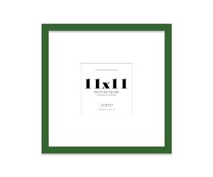 Almost Frameless 11x11 Square Picture Frame, Display Pictures 8x8 With Mat or 11x11 Without Mat, Wall Hanging & Free Standing Photo Frame, Green, 1 Pack