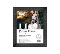 Almost Frameless 11x9 Black Ornate Picture Frame 11"x9"(27.9x22.9cm) Poster, Photo, Artwork, or Print. Elegant Style Portrait and Landscape Display with Wall Hooks