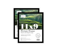 Almost Frameless 11x9 Black Picture Frame Set of 2, Display 11x9 Picture Gallery Wall, Poster, Photo, Artwork, or Print, Yellow