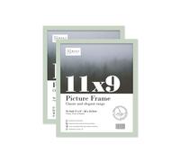 Almost Frameless 11x9 Mint Green Picture Frame Set of 2, Display 11x9 Picture Gallery Wall, Poster, Photo, Artwork, or Print, Yellow