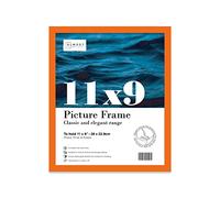 Almost Frameless 11x9 Orange Picture Frame 11"x9"(27.9x22.9cm) Poster, Photo, Artwork, or Print. Thin Edge Slim Frame Portrait and Landscape Display with Wall Hooks