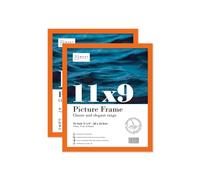 Almost Frameless 11x9 Orange Picture Frame Set of 2, Display 11x9 Picture Gallery Wall, Poster, Photo, Artwork, or Print, Yellow
