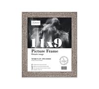 Almost Frameless 11x9 Walnut Ornate Picture Frame 11"x9"(27.9x22.9cm) Poster, Photo, Artwork, or Print. Elegant Style Portrait and Landscape Display with Wall Hooks