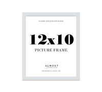 Almost Frameless 12x10 Light Grey Picture Frame 12"x10"(30.5x25.4cm) Poster, Photo, Artwork, or Print. Thin Edge Slim Frame Portrait and Landscape Display with Wall Hooks