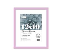 Almost Frameless 12x10 Lilac Picture Frame With Mount for 9x7 Print, Poster or Photo Poster, Photo, Artwork, or Print. Thin Edge Slim Frame Portrait and Landscape Display with Wall Hooks