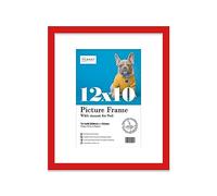 Almost Frameless 12x10 Red Picture Frame With Mount for 9x6 Print, Poster or Photo Poster, Photo, Artwork, or Print. Thin Edge Slim Frame Portrait and Landscape Display with Wall Hooks