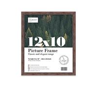 Almost Frameless 12x10 Walnut Picture Frame 12"x10"(30.5x25.4cm) Poster, Photo, Artwork, or Print. Thin Edge Slim Frame Portrait and Landscape Display with Wall Hooks