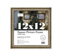 Almost Frameless 12x12 Champaign Ornate Picture Frame 12"x12"(30.5x30.5cm) Poster, Photo, Artwork, or Print. Shabby Chic Style Portrait and Landscape Display with Wall Hooks