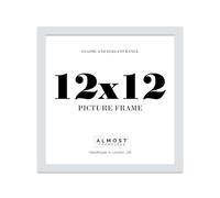 Almost Frameless 12x12 Light Grey Picture Frame 12"x12"(30.5x30.5cm) Poster, Photo, Artwork, or Print. Thin Edge Slim Frame Portrait and Landscape Display with Wall Hooks