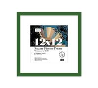 Almost Frameless 12x12 Picture Frame, Display Pictures 10x10 With Mat or 12x12 Without Mat, Wall Hanging Photo Frame, Green, 1 Pack