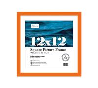 Almost Frameless 12x12 Picture Frame, Display Pictures 11x11 With Mat or 12x12 Without Mat, Wall Hanging Photo Frame, Orange, 1 Pack