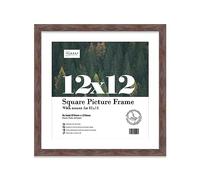 Almost Frameless 12x12 Picture Frame, Display Pictures 11x11 With Mat or 12x12 Without Mat, Wall Hanging Photo Frame, Walnut, 1 Pack