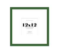 Almost Frameless 12x12 Square Picture Frame, Display Pictures 9x9 With Mat or 12x12 Without Mat, Wall Hanging & Free Standing Photo Frame, Green, 1 Pack
