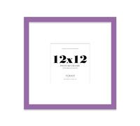 Almost Frameless 12x12 Square Picture Frame, Display Pictures 9x9 With Mat or 12x12 Without Mat, Wall Hanging & Free Standing Photo Frame, Purple, 1 Pack