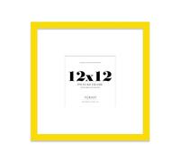 Almost Frameless 12x12 Square Picture Frame, Display Pictures 9x9 With Mat or 12x12 Without Mat, Wall Hanging & Free Standing Photo Frame, Yellow, 1 Pack